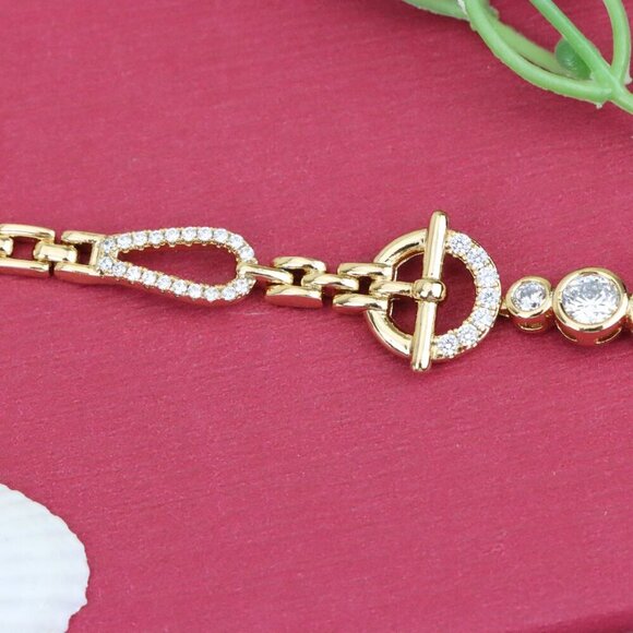 "Sparkling Designer Toggle Clasp Rose Gold Bracelet, XPBL0931 - Picture 9 of 12